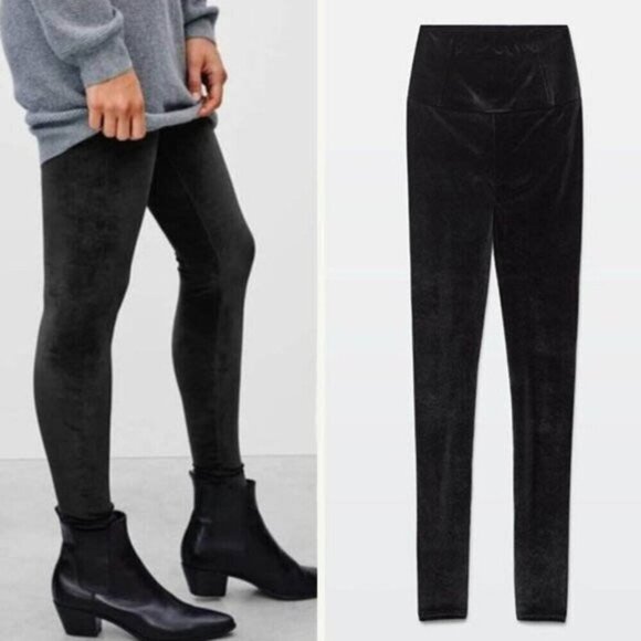 Aritzia | Wilfred Free Daria Velvet Black Pant Leggings | XS - Picture 1 of 6